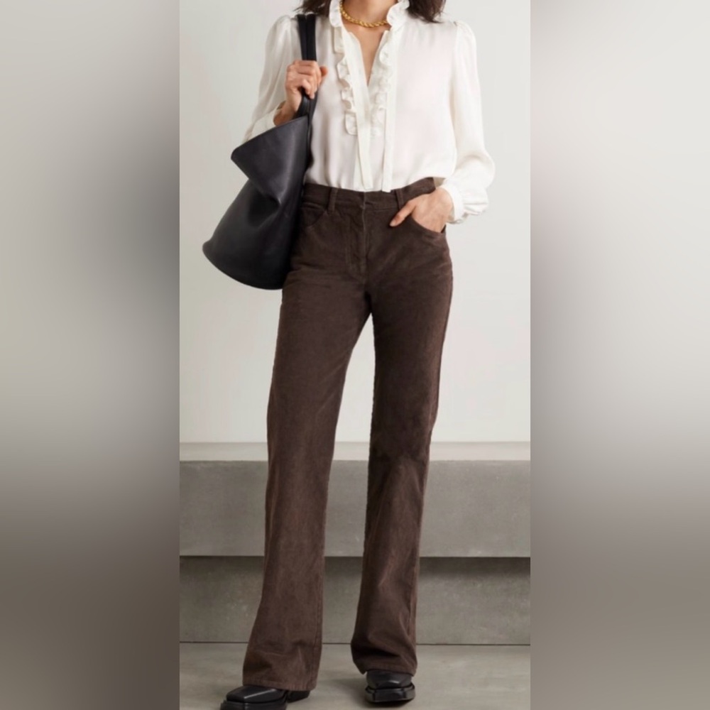 Nili Lotan Brown Smith 12 Jean Pant 100% Cotton Straight Leg Twill Sold Out $450